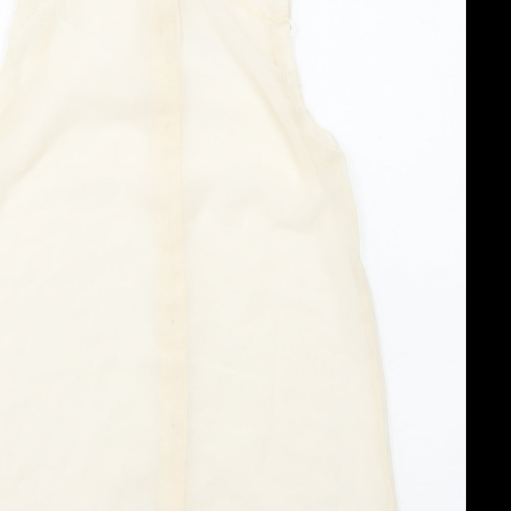 AX Paris Womens Ivory Polyester Basic Button-Up Size 10 Collared