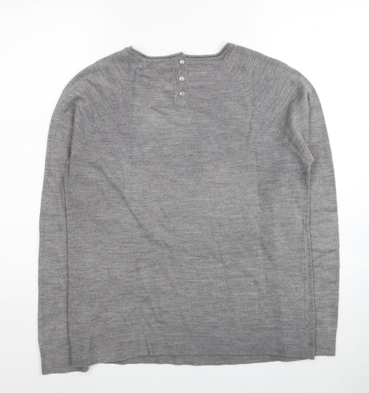 Primark Womens Grey Round Neck Acrylic Pullover Jumper Size 14