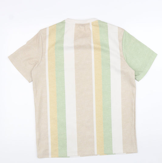 SheIn Womens Multicoloured Striped Polyester Basic T-Shirt Size S Round Neck