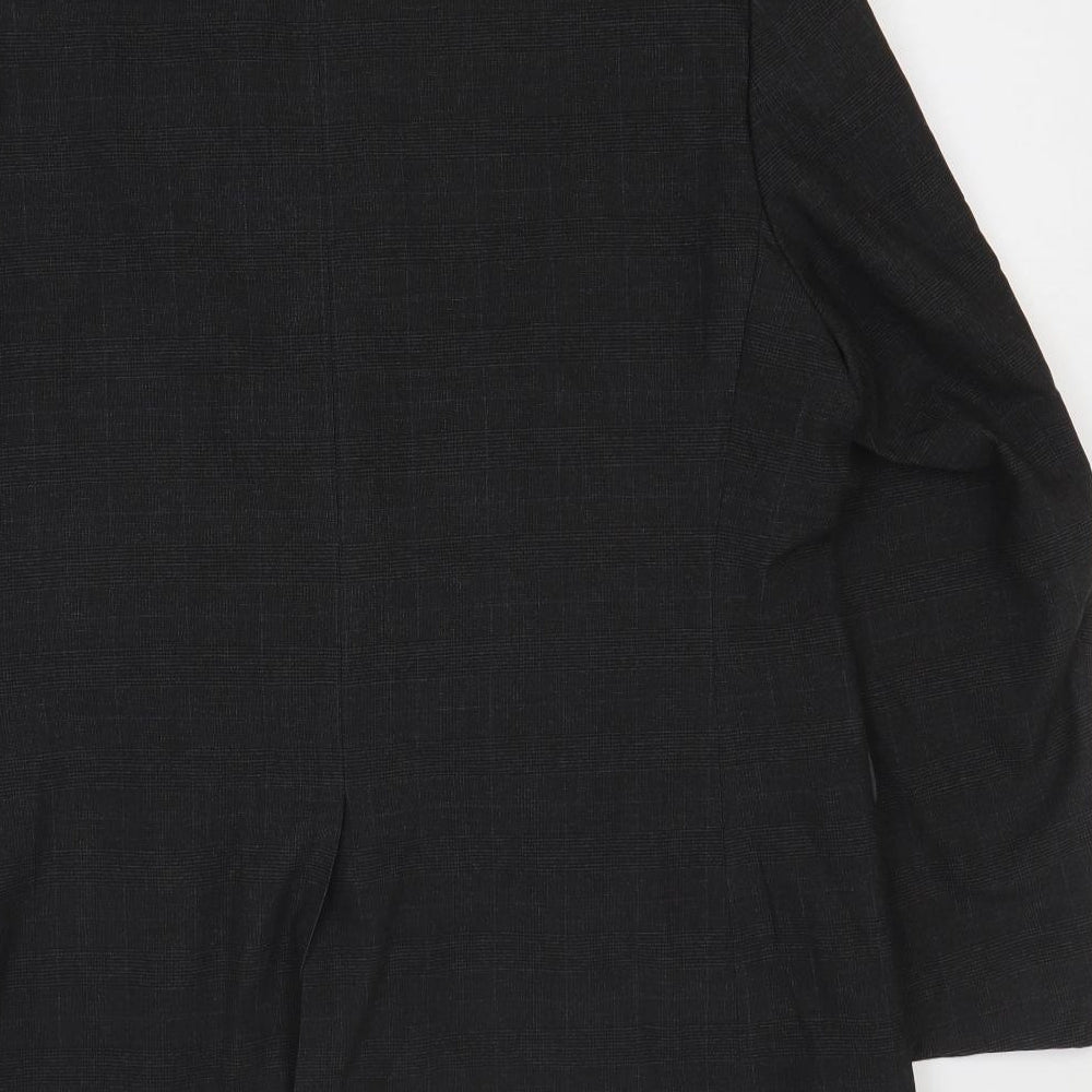 George Mens Black Plaid Polyester Jacket Blazer Size 44