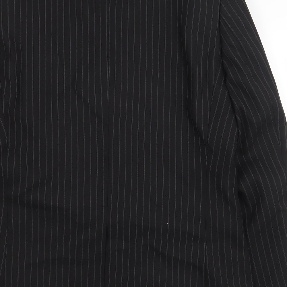 Avenue Mens Black Striped Polyester Jacket Blazer Size 42