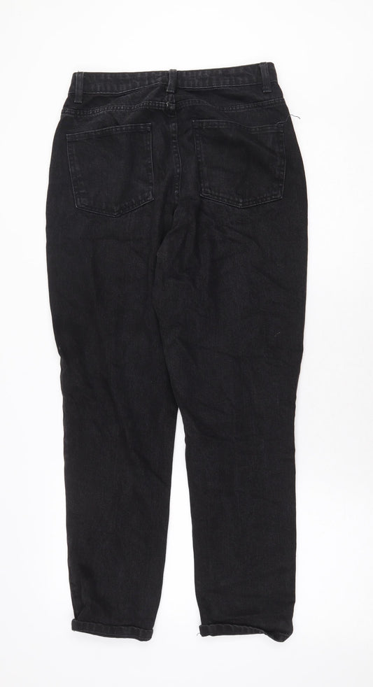 Denim & Co. Womens Black Cotton Straight Jeans Size 10 Regular Zip
