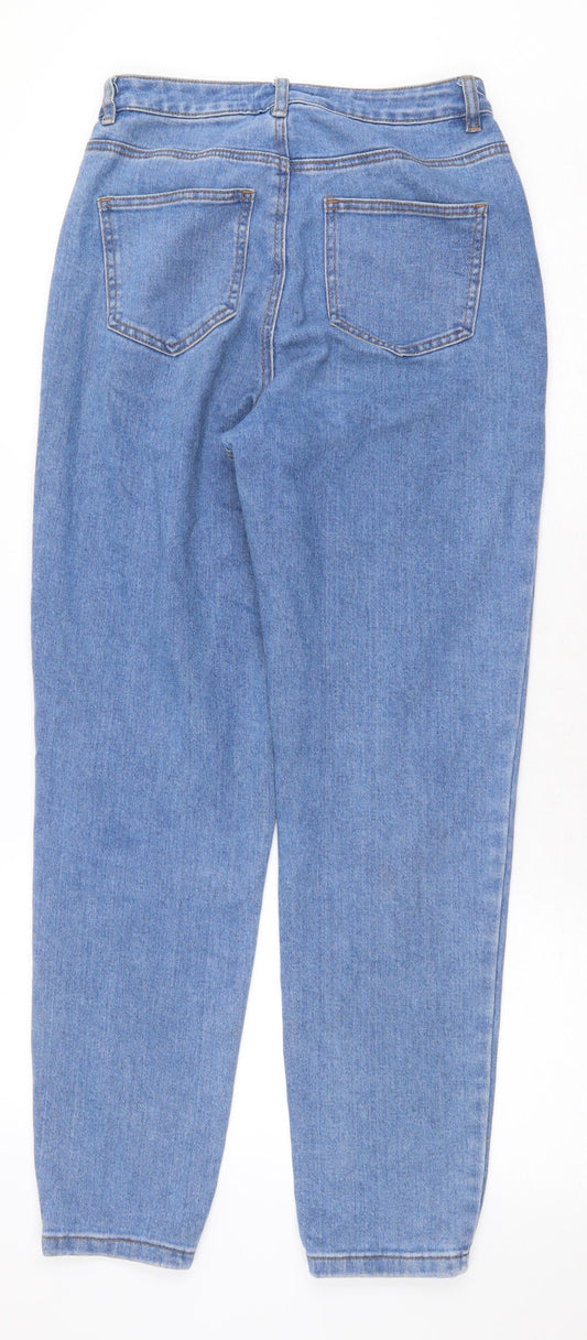 Missguided Womens Blue Cotton Straight Jeans Size 8 Regular Zip