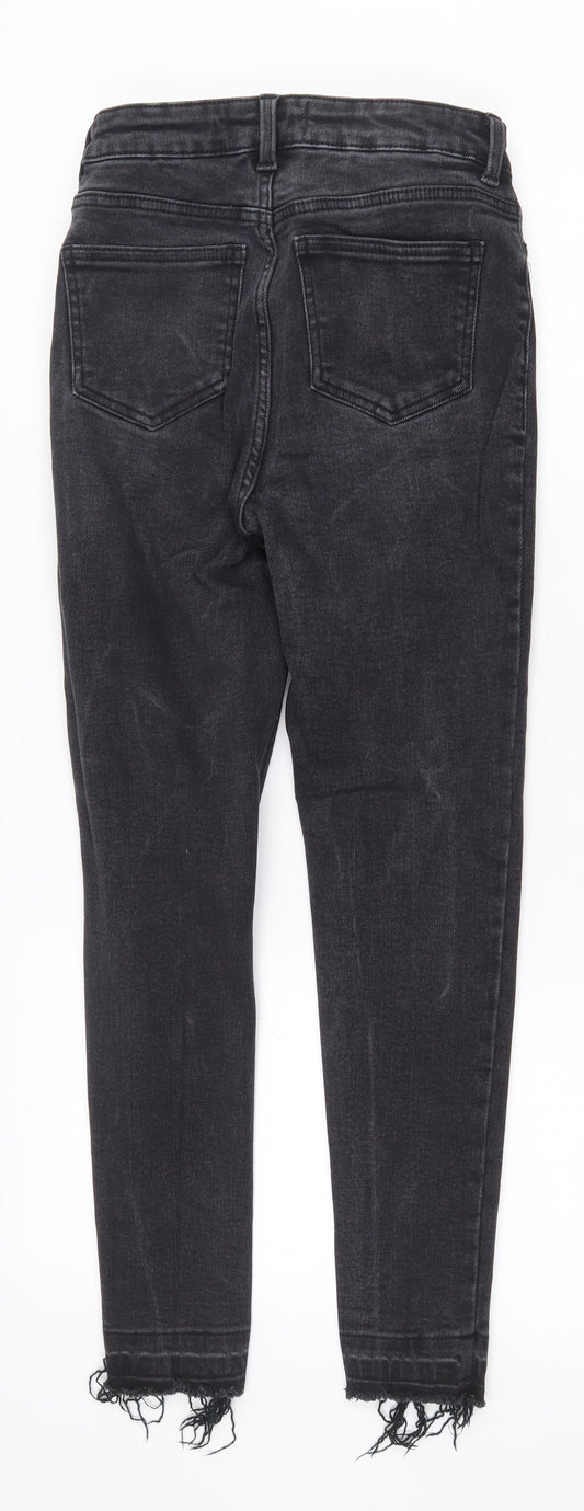 New Look Womens Grey Cotton Straight Jeans Size 8 Regular Zip