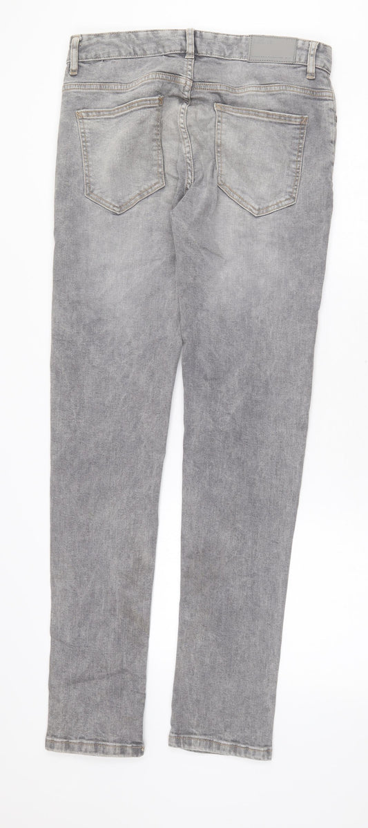 Mens UK Size 30 in Denim & Co. Regular Fit Skinny Grey Jeans
