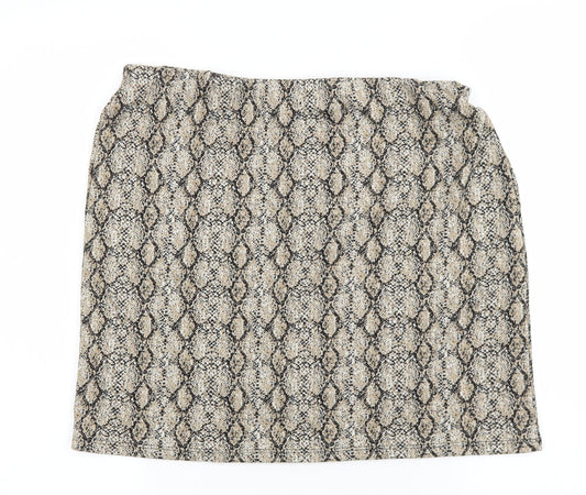 Primark Womens Brown Geometric Polyester A-Line Skirt Size 14