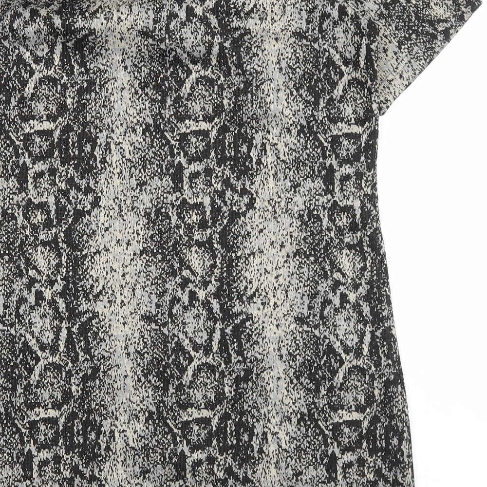 Papaya Womens Brown Animal Print Polyester Shift Size 12 V-Neck Pullover