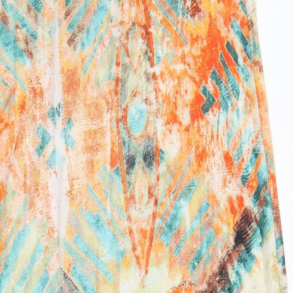 Primark Womens Multicoloured Geometric Polyester Slip Dress Size XS V-Neck Pullover