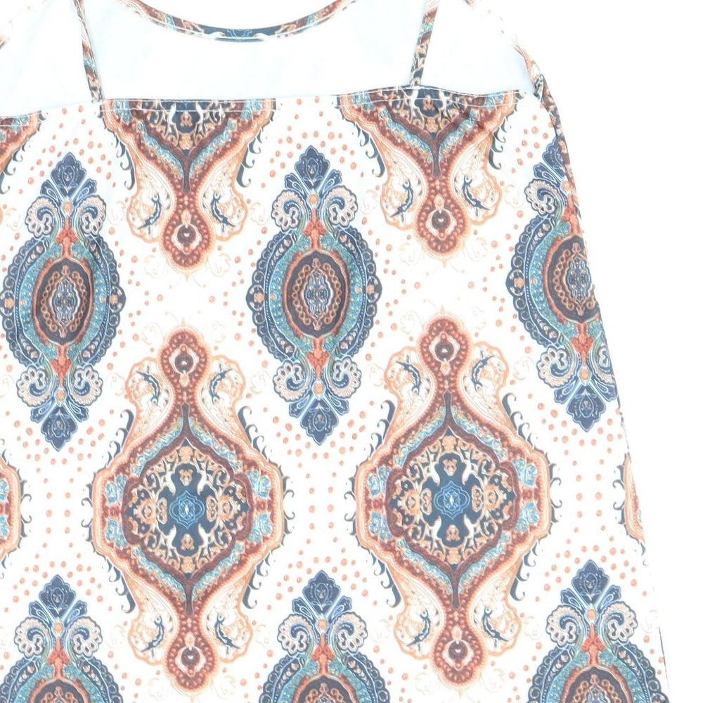 Boohoo Womens Multicoloured Geometric Polyester Camisole Tank Size 12 Round Neck