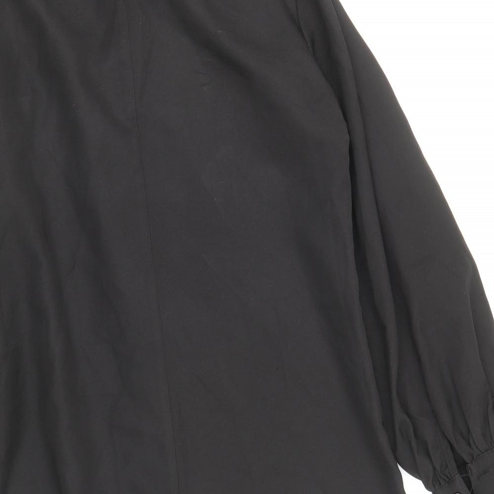PRETTYLITTLETHING Womens Black Polyester Shirt Dress Size 8 Collared Buckle