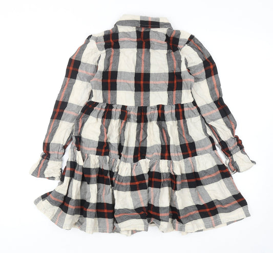 PEP&CO Womens Multicoloured Plaid Cotton Shirt Dress Size 8 Collared Button