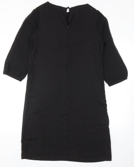 Per Una Womens Black Polyester Sheath Size 14 Boat Neck Zip - Embellished Neckline