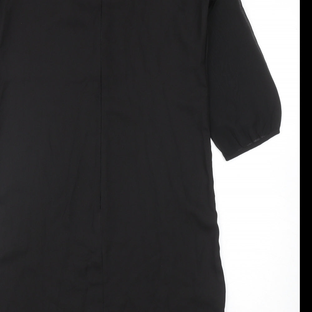 Per Una Womens Black Polyester Sheath Size 14 Boat Neck Zip - Embellished Neckline