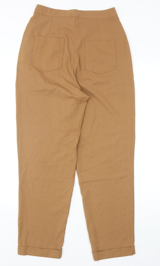 Nasty Gal Womens Brown Polyester Chino Trousers Size 8 Regular Zip