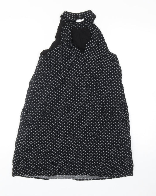 Louche Womens Black Polka Dot Viscose Shift Size 8 Halter Button