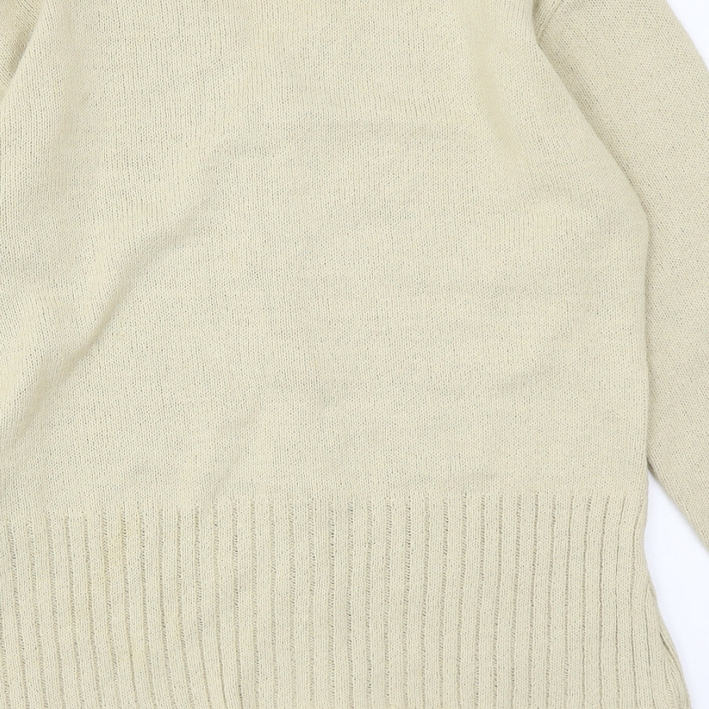 Portland Womens Beige V-Neck Acrylic Cardigan Jumper Size M