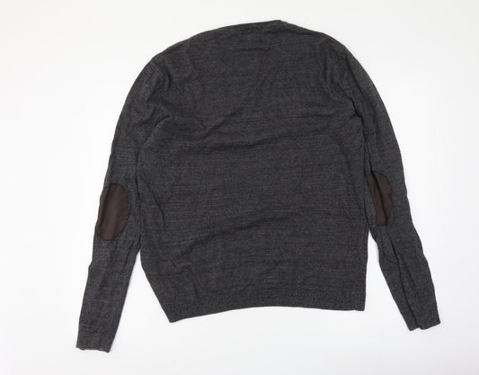 ASOS Mens Grey V-Neck Cotton Pullover Jumper Size M