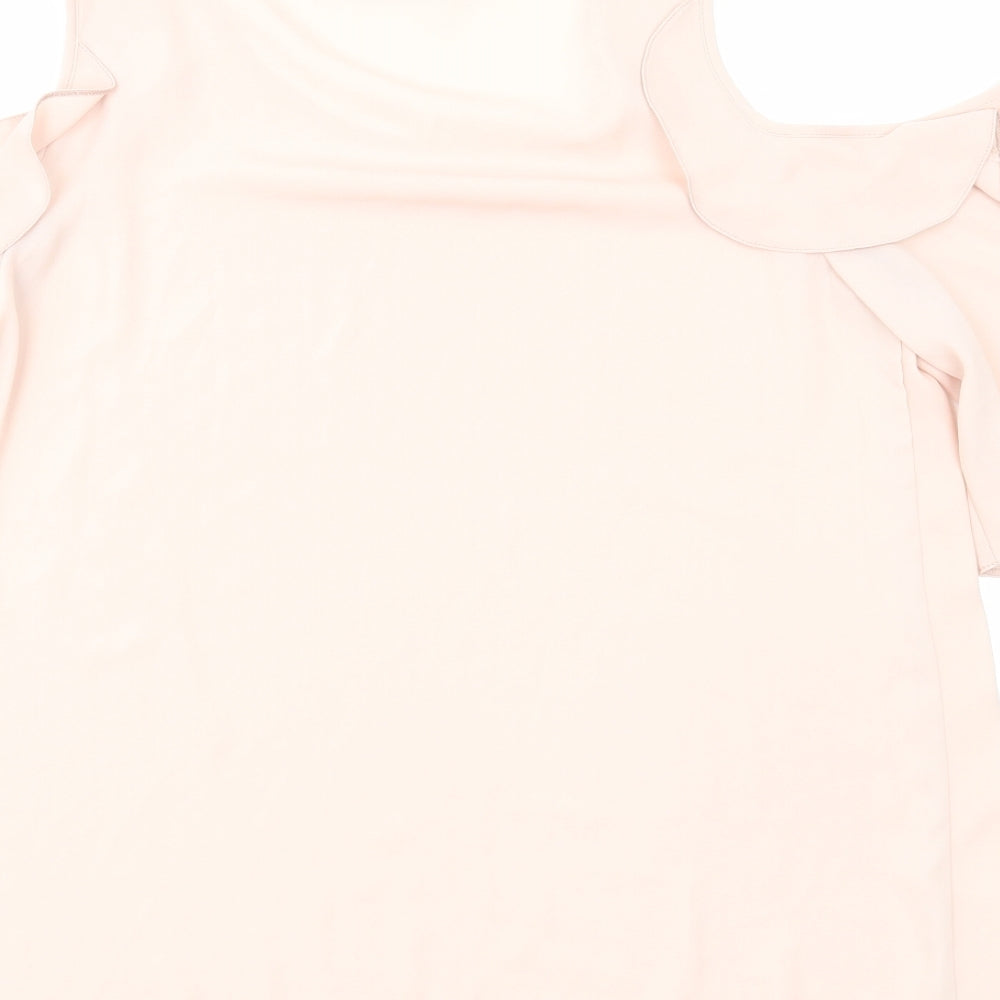 George Womens Pink Polyester Basic Blouse Size 12 Round Neck