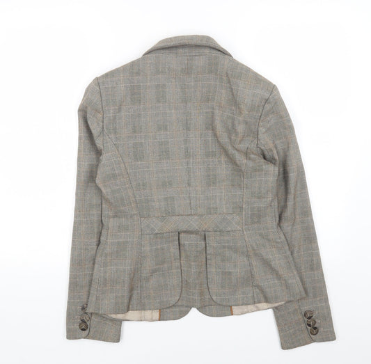 NEXT Womens Brown Plaid Polyester Jacket Blazer Size 12