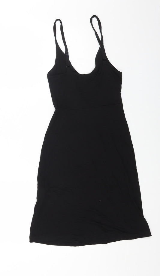 H&M Womens Black Cotton Slip Dress Size XS V-Neck Pullover