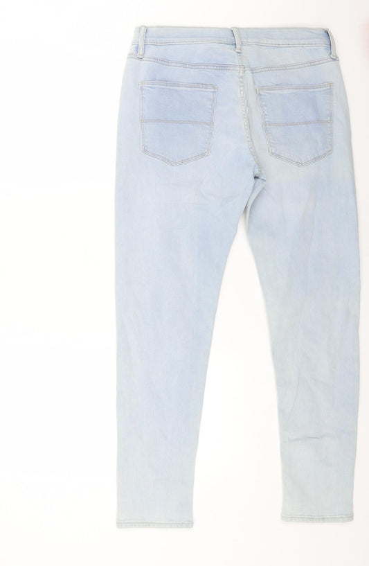 Marks and Spencer Mens Blue Cotton Skinny Jeans Size 32 in L31 in Regular Button