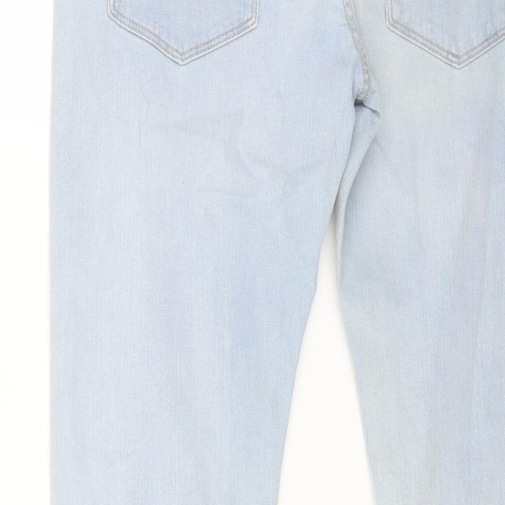 Marks and Spencer Mens Blue Cotton Skinny Jeans Size 32 in L31 in Regular Button