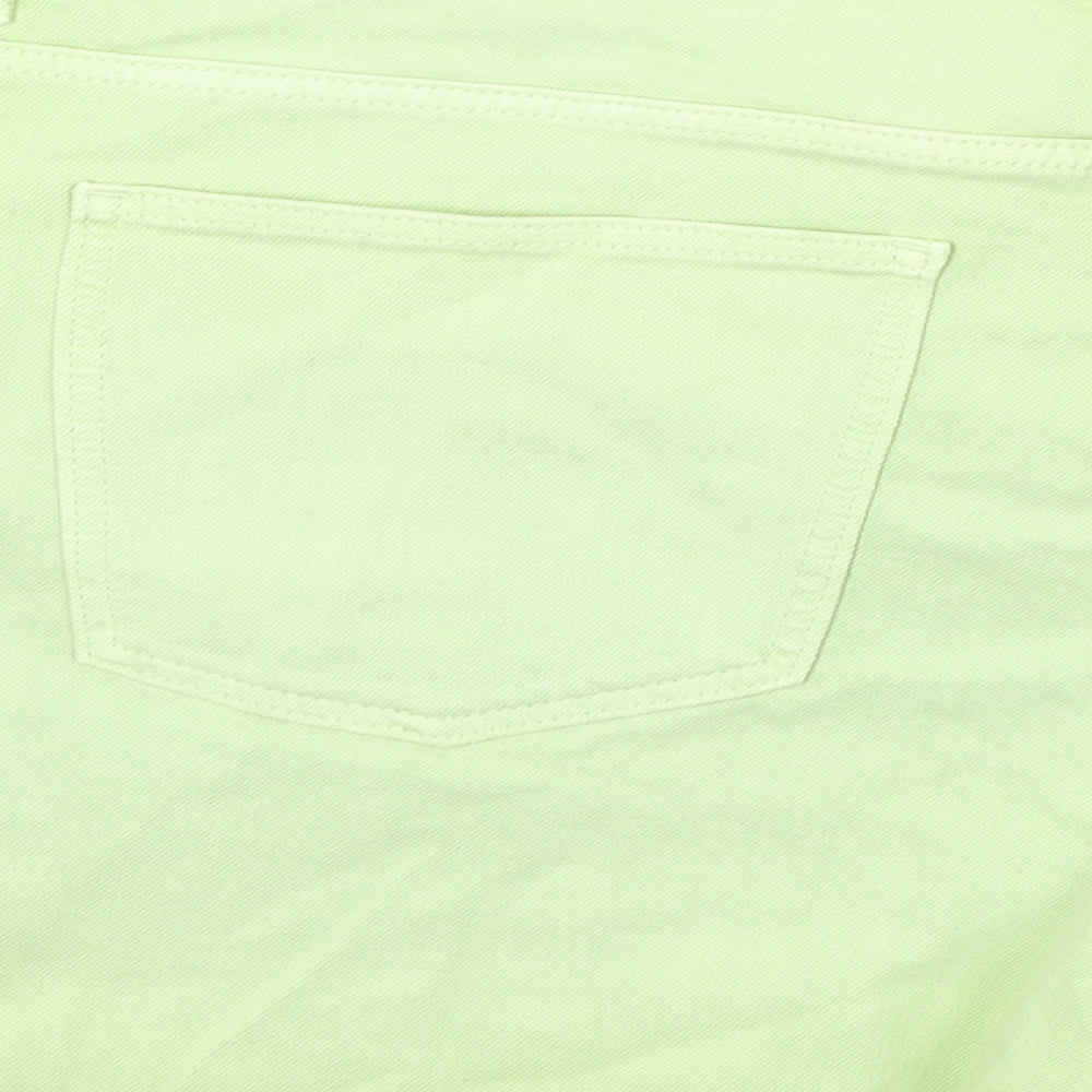 Marks and Spencer Womens Green Cotton Boyfriend Shorts Size 22 Regular Button