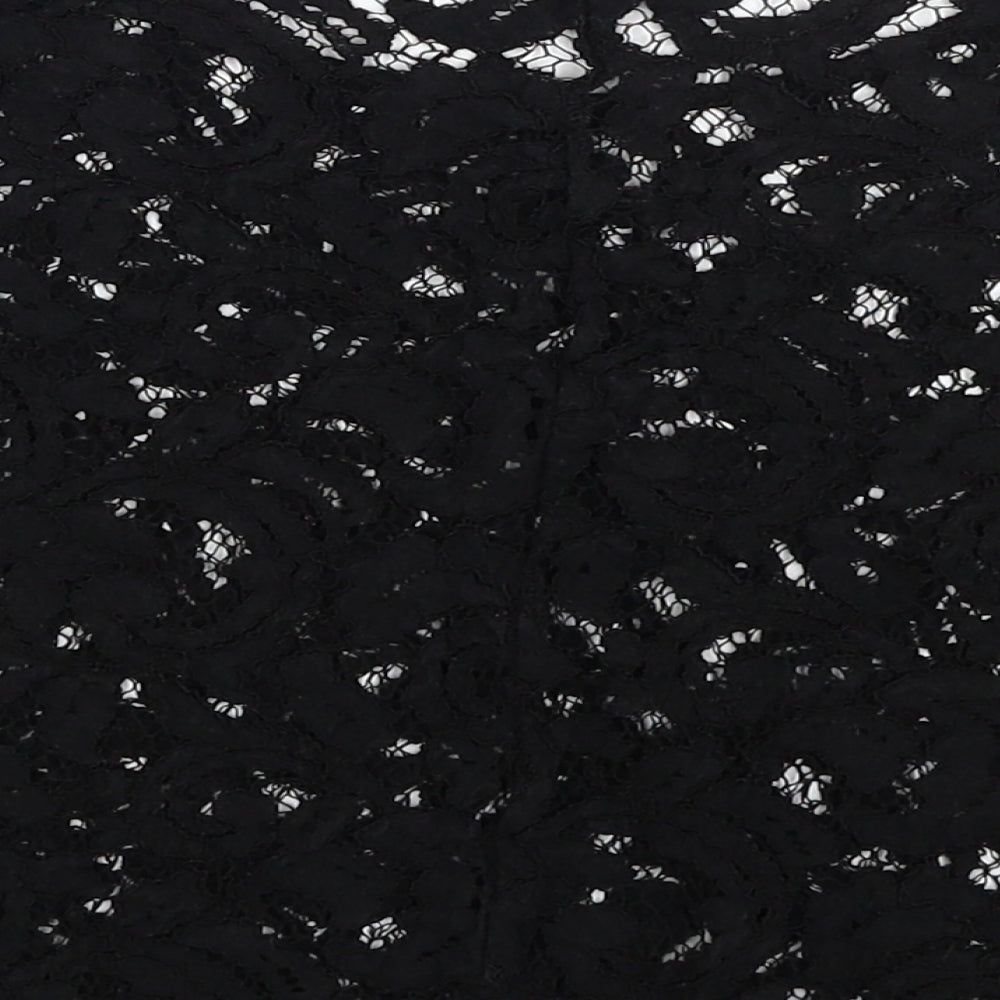 TU Womens Black Cotton Cropped Blouse Size 12 Boat Neck