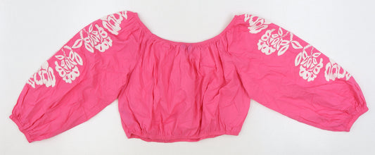 Womens UK Size 16 Marks and Spencer Pink Cropped Blouse