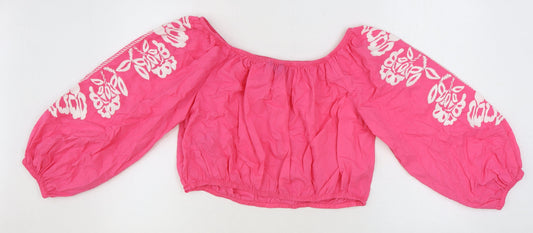 Womens UK Size 18 Marks and Spencer Pink Cropped Blouse