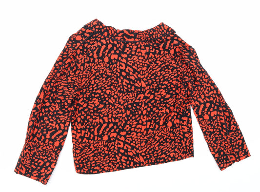 Topshop Womens Red Animal Print 100% Viscose Jacket Suit Jacket Size 10