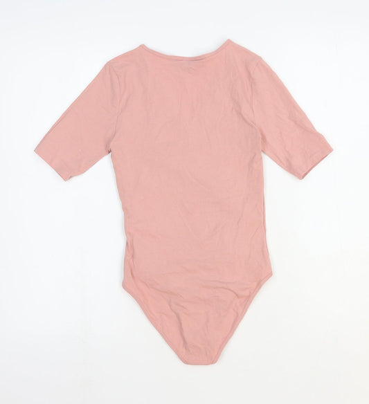 Topshop Womens Pink Cotton Bodysuit One-Piece Size 8 Snap