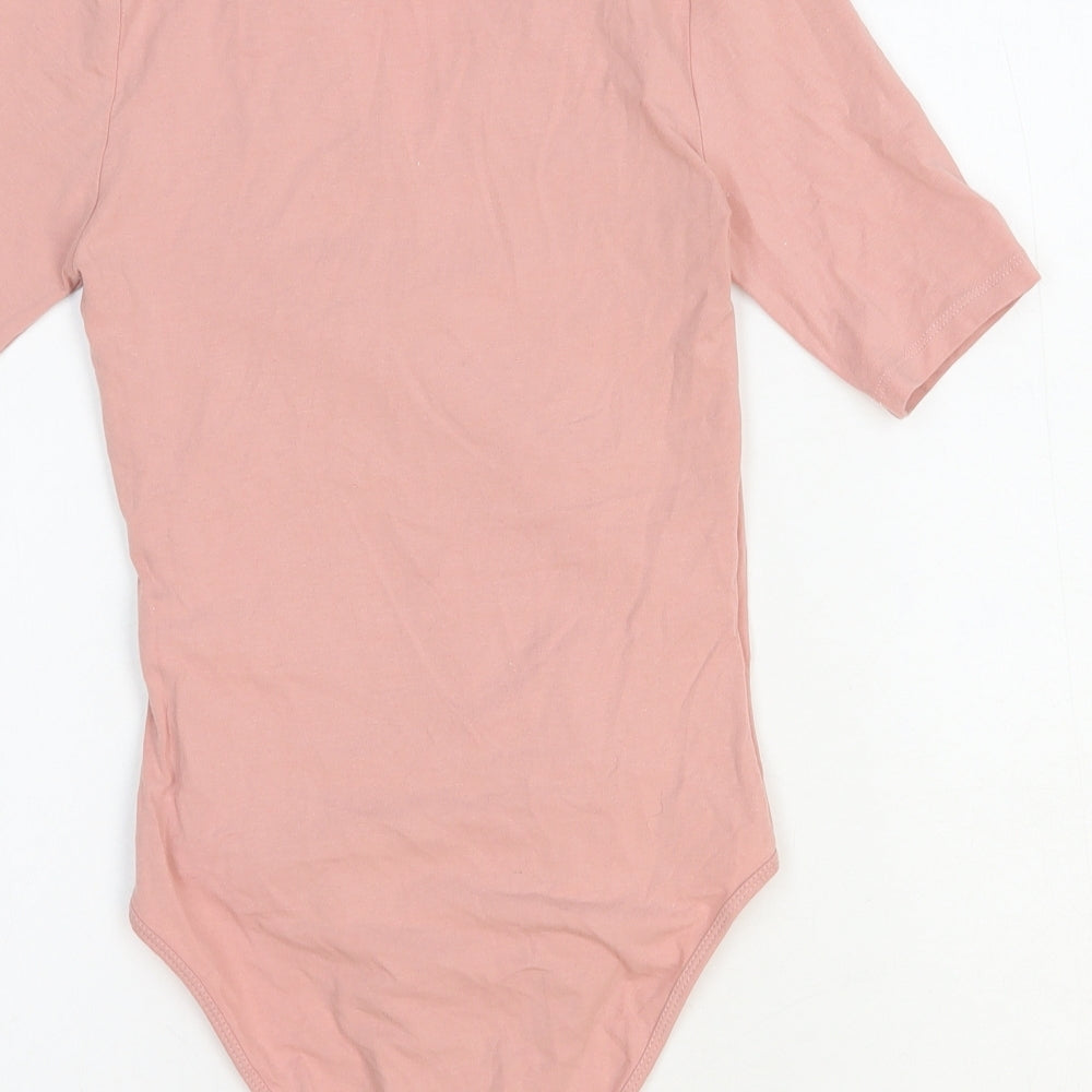 Topshop Womens Pink Cotton Bodysuit One-Piece Size 8 Snap