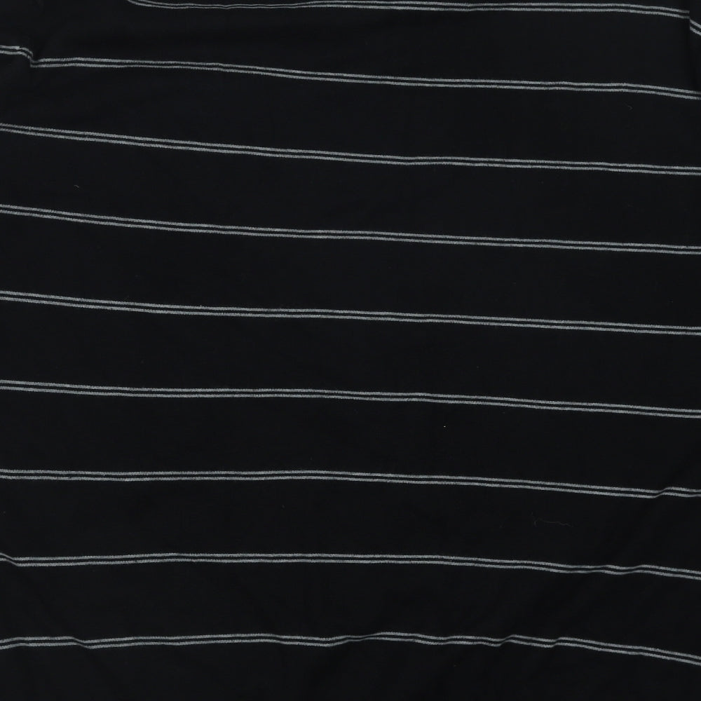 Avenue Mens Black V-Neck Striped Cotton Pullover Jumper Size XL