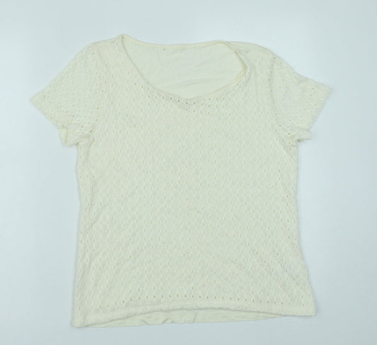 Womens UK Size 12 Debenhams White Basic T-Shirt