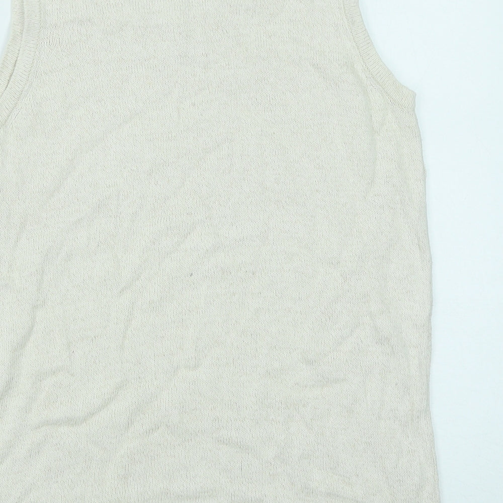 Joie De Vivre Womens White V-Neck Floral Cotton Vest Jumper Size M