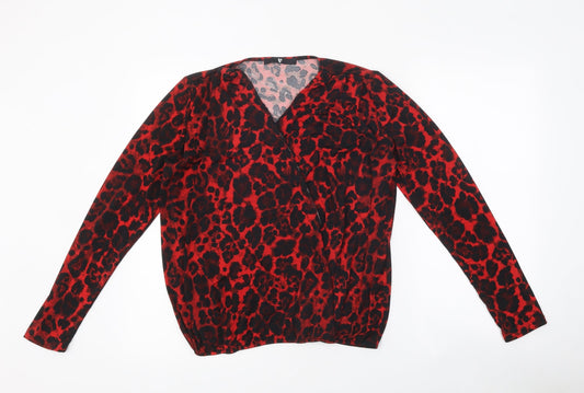 Womens UK Size 10 Very Red Wrap Blouse