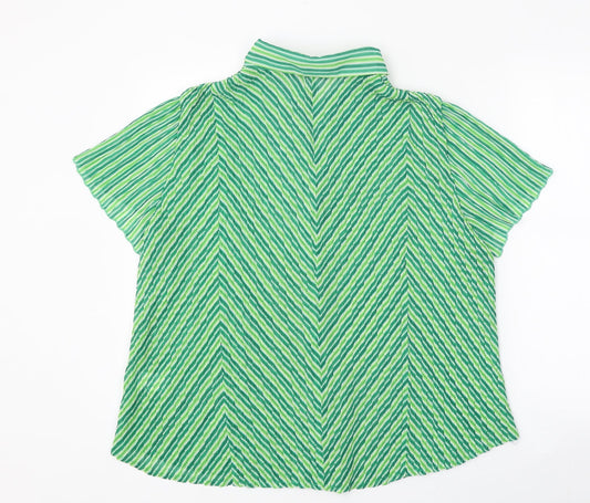 Epilogue Womens Green Geometric Polyester Basic Button-Up Size 18 Collared