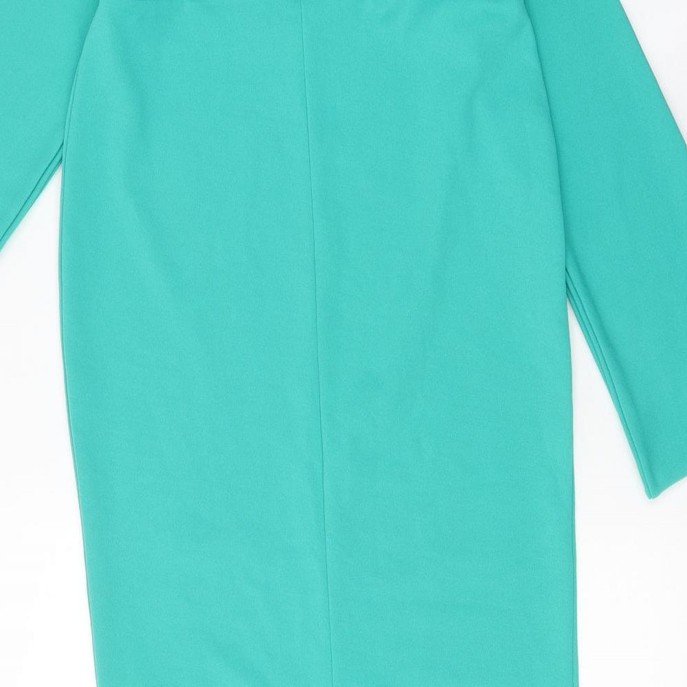 Quiz Womens Green Polyester Sheath Size 12 Off the Shoulder Snap