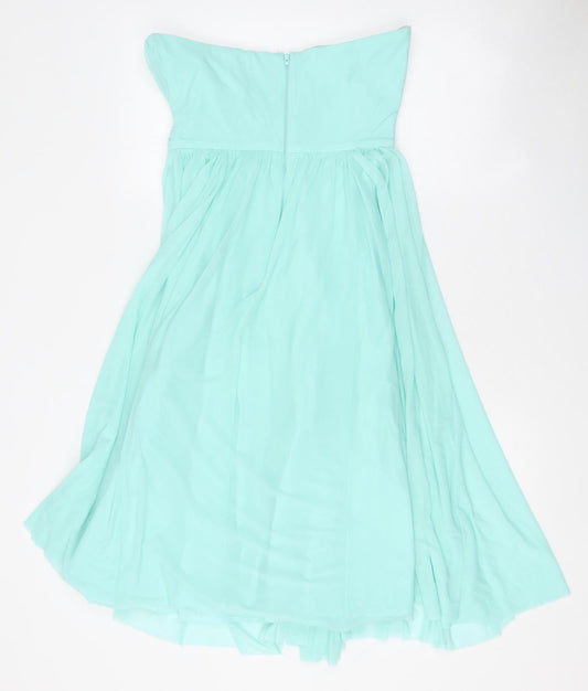 ASOS Womens Blue Polyester Mini Size 10 Off the Shoulder Zip