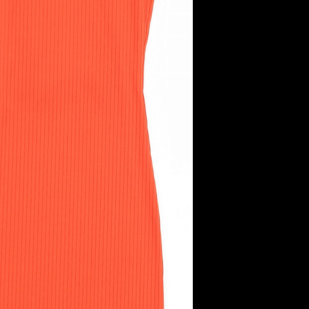 Missguided Womens Orange Polyester Pencil Dress Size 8 Square Neck Pullover