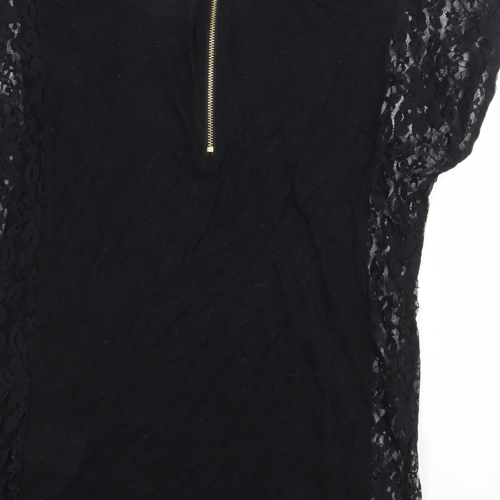 Womens UK Size M Soaked in Luxury Black Basic Blouse