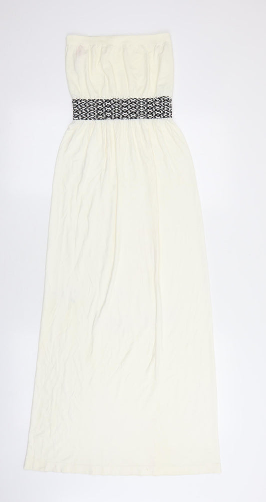 Ocean club Womens Ivory Viscose A-Line Size S Mock Neck Pullover