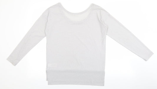 NEXT Womens Grey Polyester Basic T-Shirt Size 6 Scoop Neck