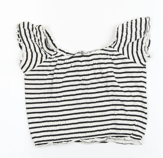 Womens UK Size 8 New Look White Cropped T-Shirt