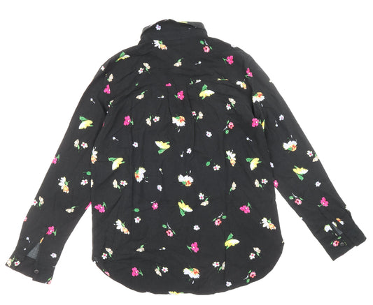 Womens UK Size 10 Warehouse Black Basic Button-Up