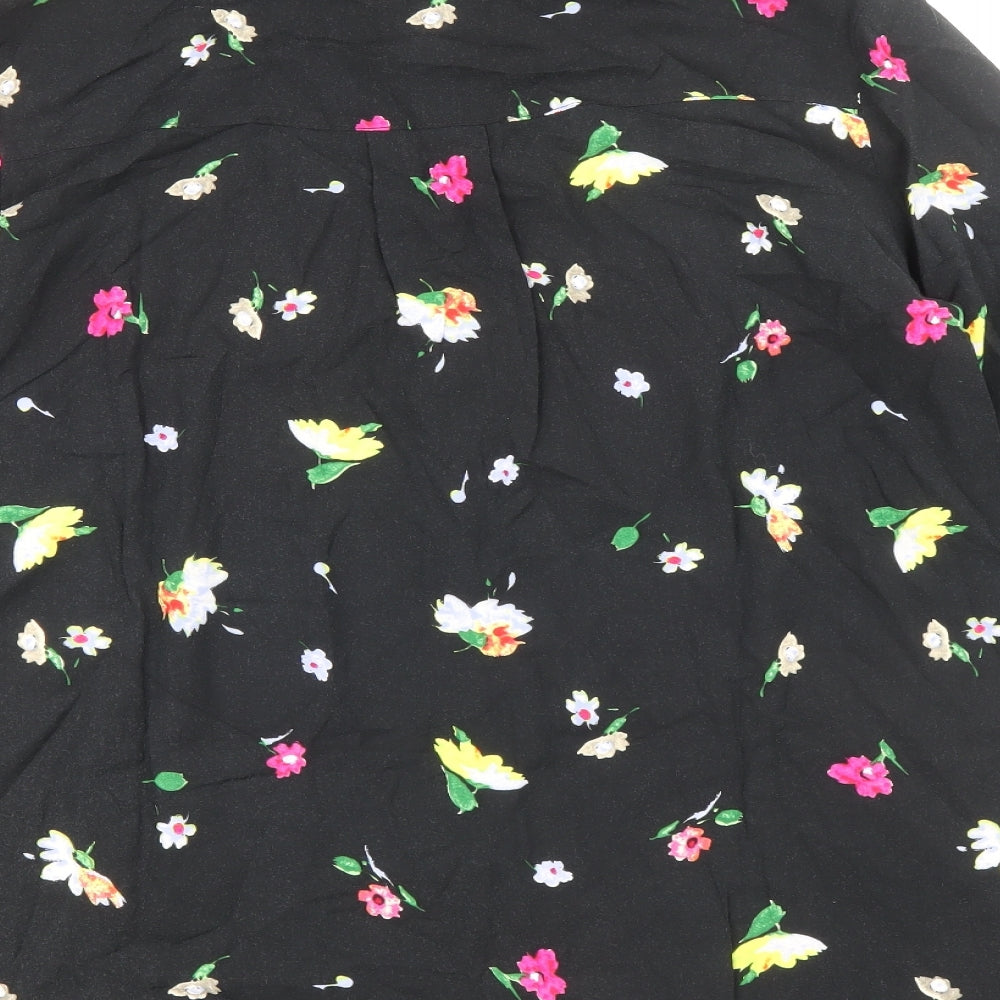 Womens UK Size 10 Warehouse Black Basic Button-Up