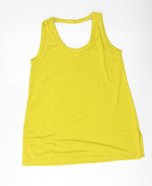 LOFT Womens Yellow Polyester Basic Tank Size XS Scoop Neck