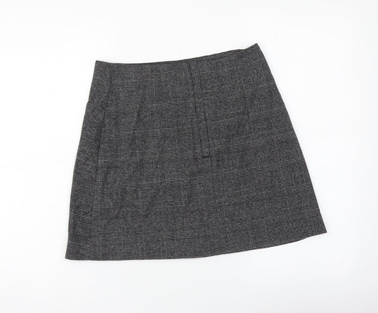 Monki Womens Grey Geometric Polyester A-Line Skirt Size M Zip