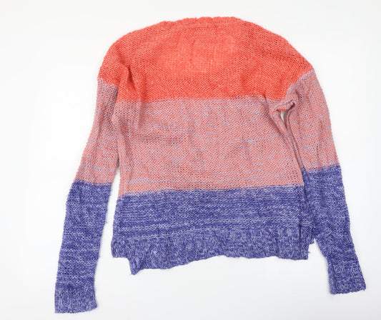 Garage Womens Multicoloured Round Neck Striped Acrylic Pullover Jumper Size M